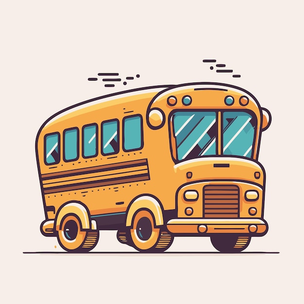 Gele schoolbus egale kleur vector pictogram logo illustratie