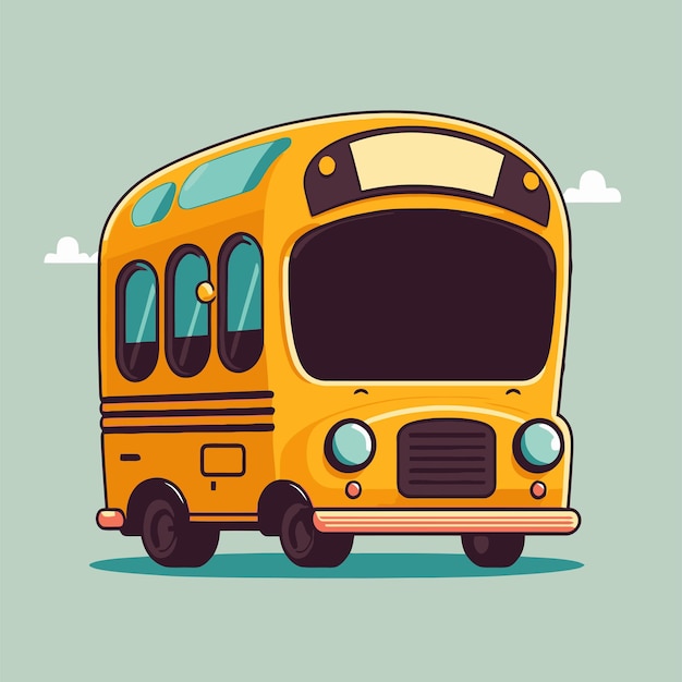 Gele schoolbus egale kleur vector pictogram logo illustratie