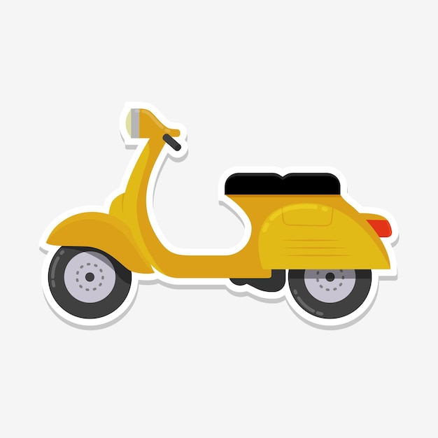 Gele scooter sticker sjabloon geïsoleerde vectorillustratie