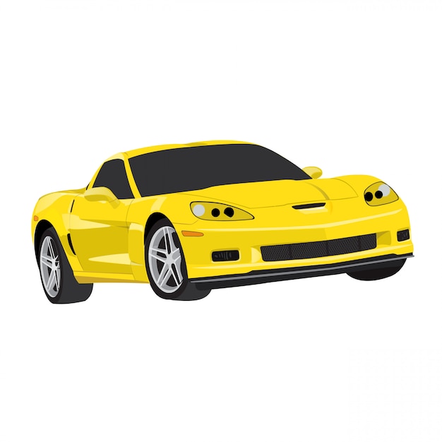 Vector gele sportwagen vectorillustratie geïsoleerd op een witte achtergrond