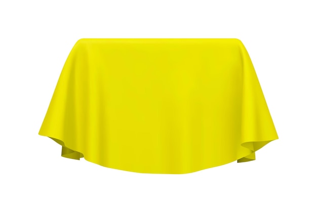 Vector gele stof die een kubus of rechthoekige vorm bedekt