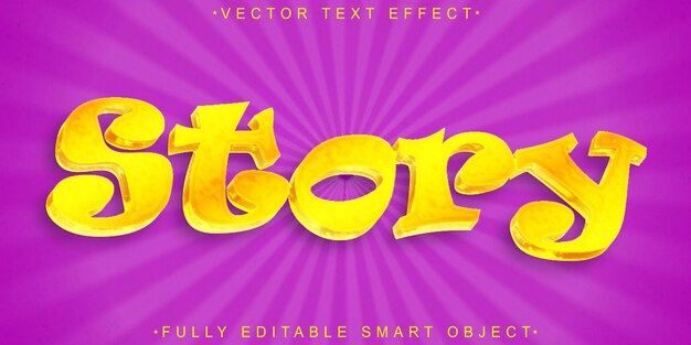 Gele Story Vector Volledig bewerkbaar Smart Object Text Effect