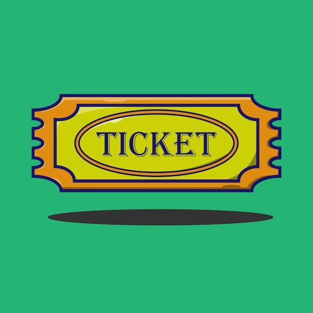 Gele ticket cartoon pictogram illustratie Geïsoleerd plat ontwerp