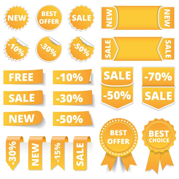 Gele verkoopbanners