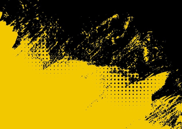 Gele vlekken spatjes en gestreepte verfmerken op een zwarte achtergrond vectorontwerp