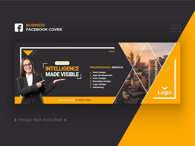 Vector gele zakelijke facebook cover banner design premium