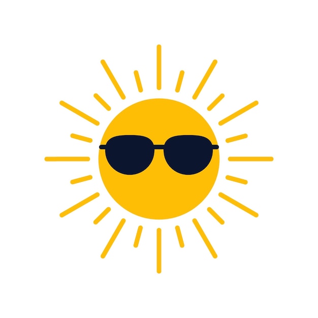 Gele zon in glazen uv-beschermingspictogram sunblock oogbescherming tegen zonneschijn en zonnebrand