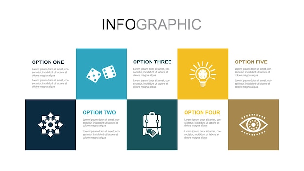 Gelegenheid kans business idee visie iconen Infographic ontwerp lay-out sjabloon Creatief presentatieconcept met 5 stappen