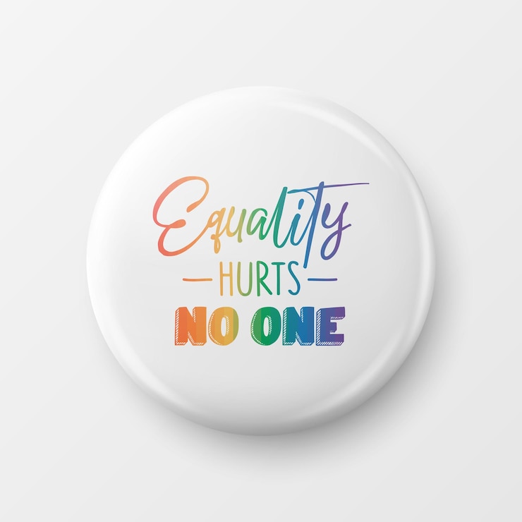 Gelijkheid doet niemand pijn Button Pin Badge met LGBT Quote Pride Month Vier Concept Typografie met Qute met Lgbt Rainbow Transgender Flag LGBT Homo's Lesbiennes vechten voor de mensenrechten