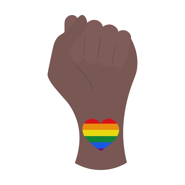 Gelijkheidsillustratie hand met lgbt-teken erop vectorillustratie met een hart