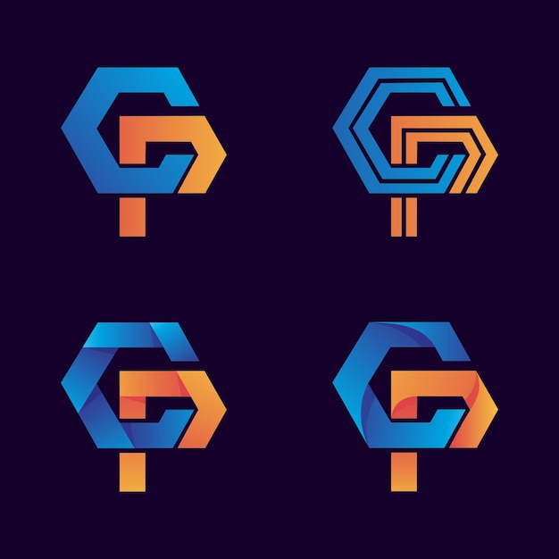 Gelinkte letter c en p logo collectie