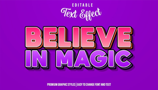 Vector geloof in magie, bewerkbare teksteffectstijl