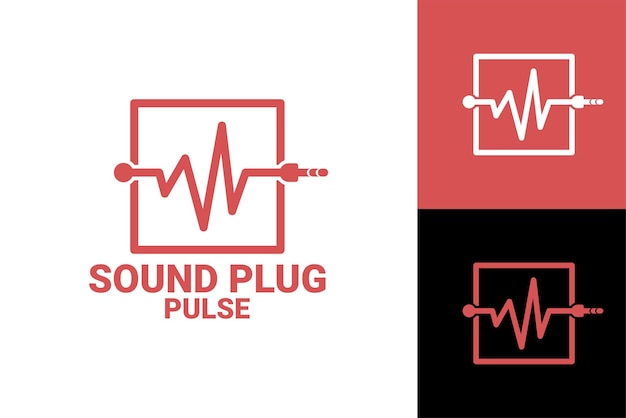 Geluid plug pulse logo sjabloon premium vector