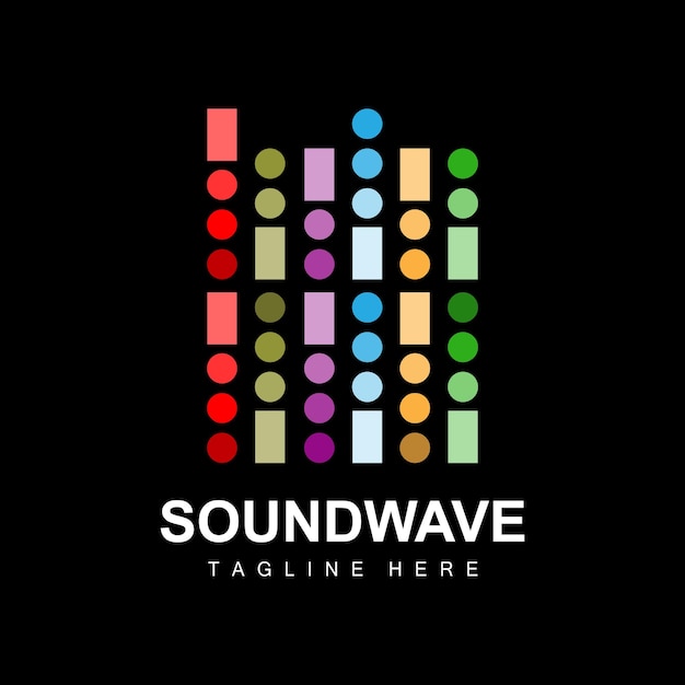 Geluidsgolf Logo en Sound Tone Vector Icon Template Muziek Merk Product