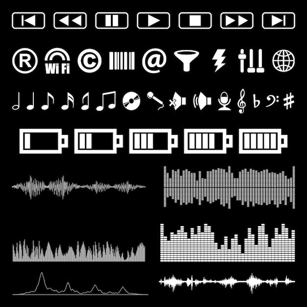 Geluidsmuziekpictogrammen instellen audioteken en symbolen