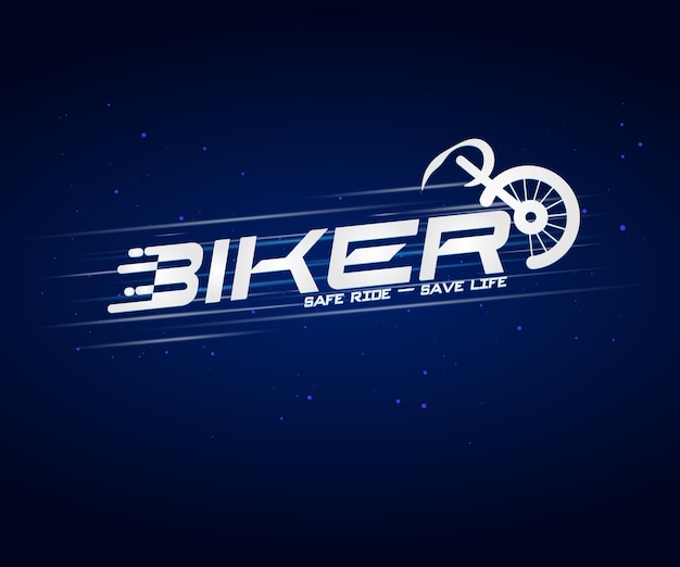 Geluk Biker Logo Ontwerp Blauw