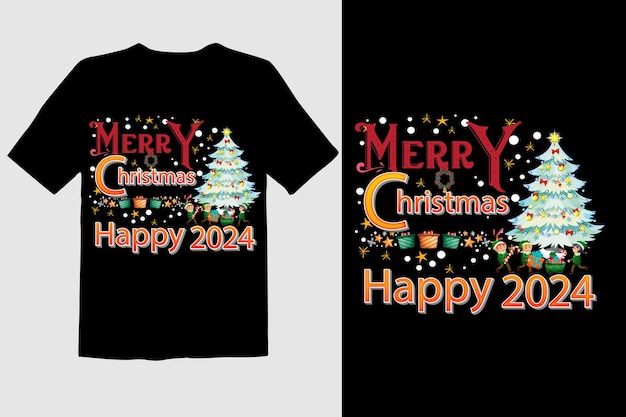 Gelukkig 2024 kerstt-shirtontwerp