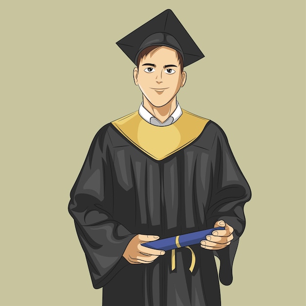 Gelukkig afgestudeerde student. vectorillustratie