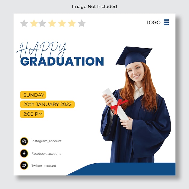 Gelukkig afstuderen social media postsjabloon premium banner vector