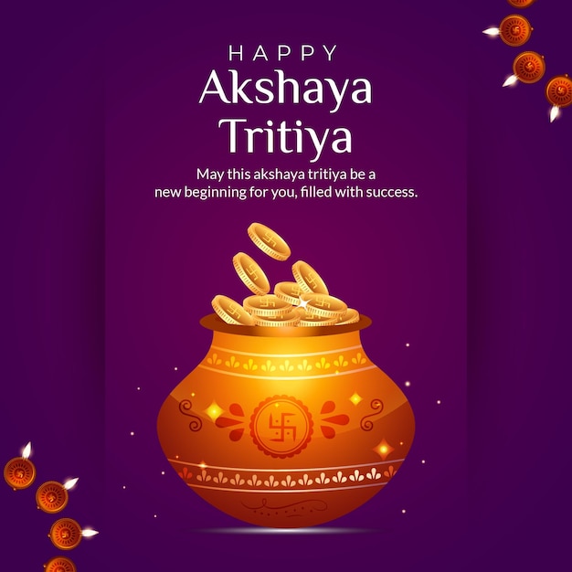 Gelukkig Akshaya Tritiya festival viering banner sjabloonontwerp
