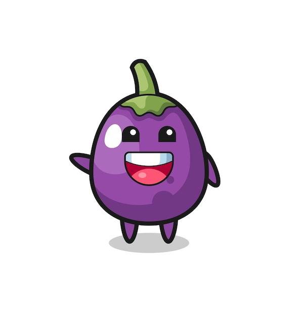 Gelukkig aubergine schattig mascotte karakter schattig ontwerp