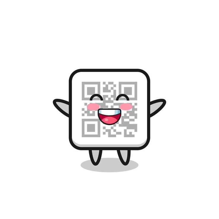 Gelukkig baby qr-code stripfiguur