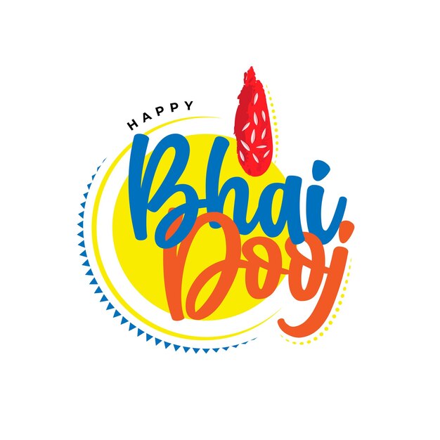 Gelukkig bhai dooj festival typografische sticker groet ontwerpsjabloon