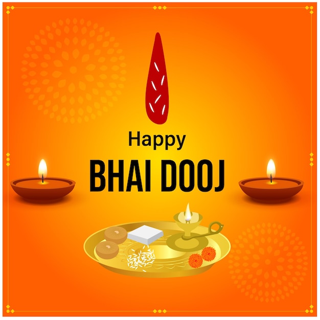 Gelukkig bhai dooj indian hindu festival viering vector design bhau teej bhau beej