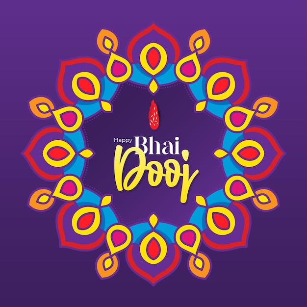 Gelukkig bhai dooj indiase festival decoratieve wenskaart met lampen illustratie