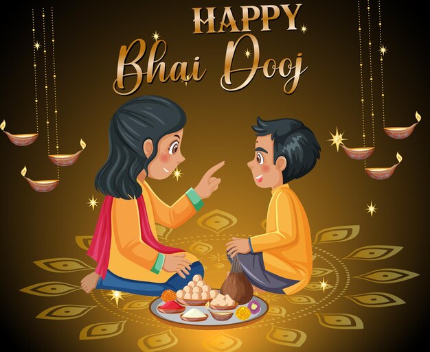 Vector gelukkig bhai dooj-posterontwerp