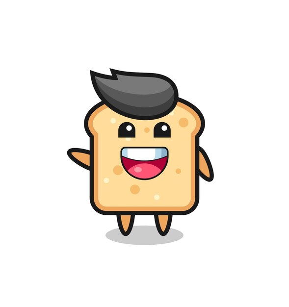 Gelukkig brood schattig mascotte karakter, schattig ontwerp