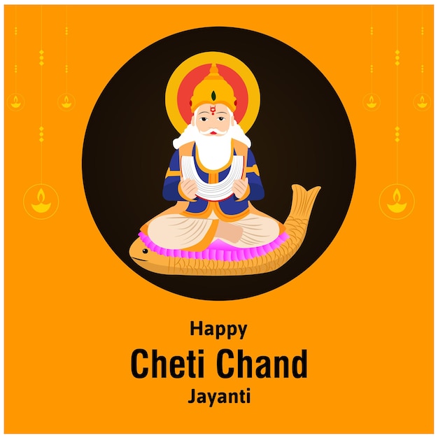 Gelukkig Cheti Chand Jayanti Jhulelal Jayanti Lord Cheti Chand Vector Illustratie