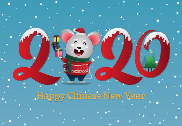 Gelukkig chinees nieuw jaar 2020 jaar van de rattendierenriem