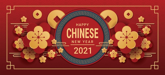 Gelukkig Chinees Nieuwjaar 2021 bannerontwerp.