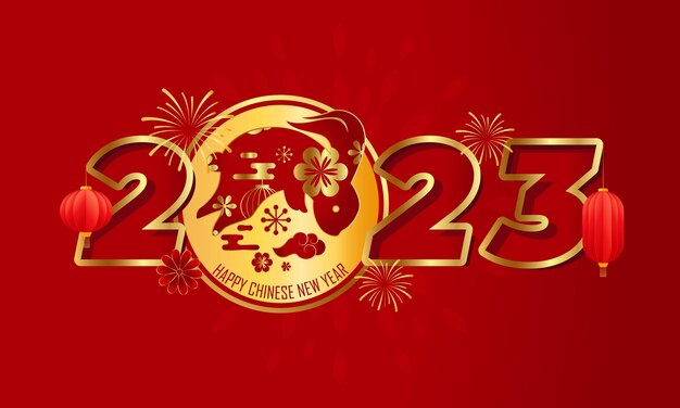 Vector gelukkig chinees nieuwjaar 2023 jaar van het gouden konijn sterrenbeeld