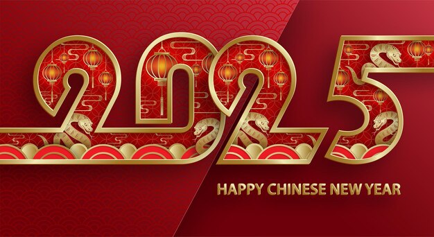 Gelukkig Chinees Nieuwjaar 2025 Zodiac teken jaar van de Slang