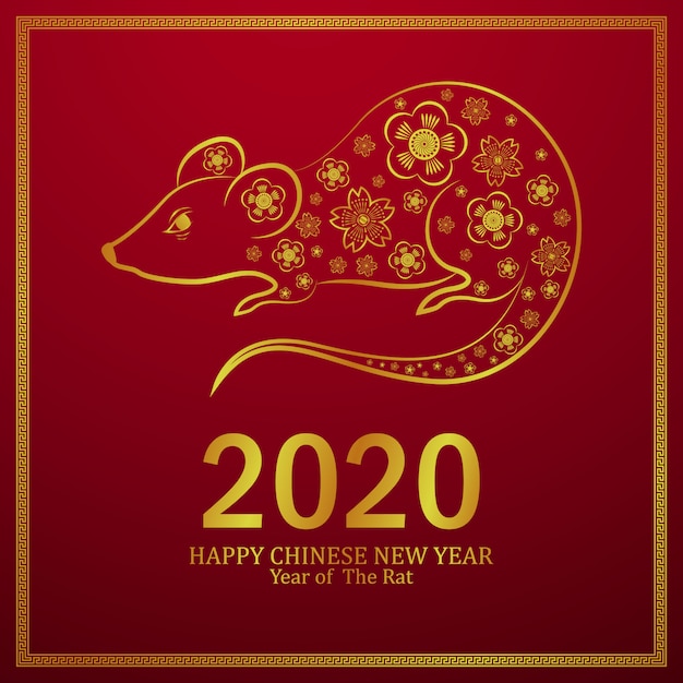 Vector gelukkig chinees nieuwjaar van de rat