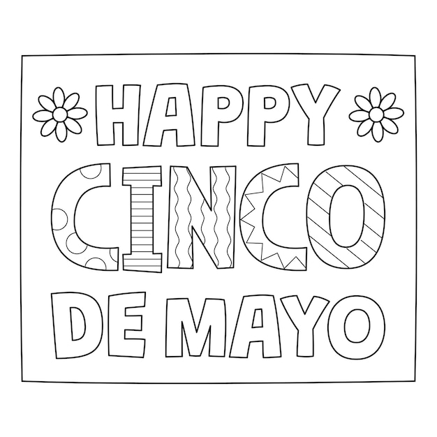 Gelukkig Cinco de Mayo geïsoleerde kleurplaat