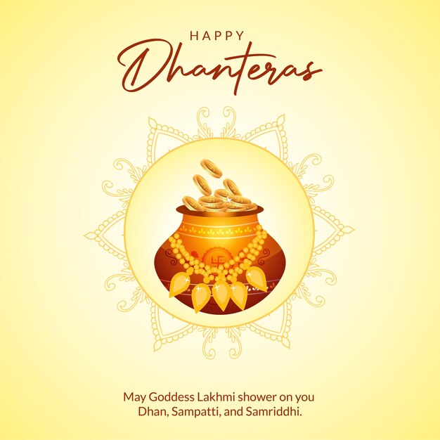 Vector gelukkig dhanteras traditioneel festival banner ontwerpsjabloon