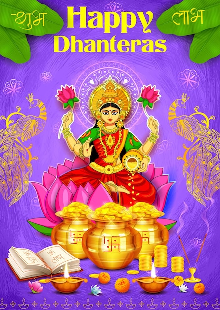 Vector gelukkig dhanteras viering groet ontwerp