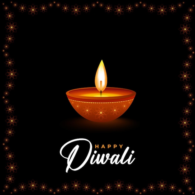 Gelukkig diwali-achtergrondontwerp met diya