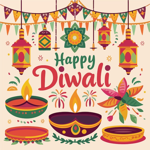 Gelukkig Diwali achtergrondontwerp