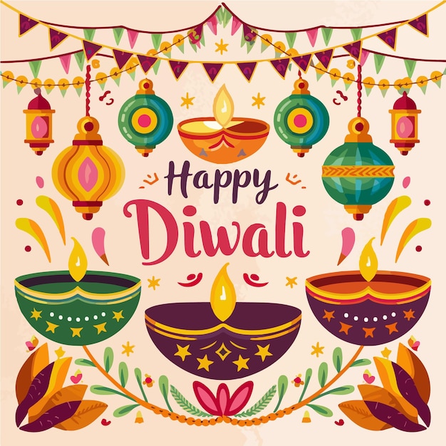 Gelukkig Diwali achtergrondontwerp