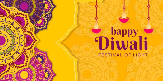 Gelukkig diwali-concept in papierkunst Gelukkig diwali-concept in papierkunst