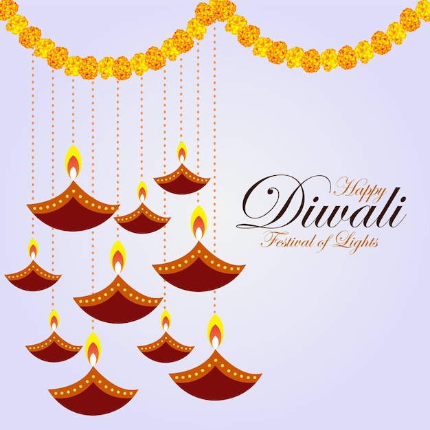 Gelukkig Diwali Decoratieve Diya Kaart Ontwerp