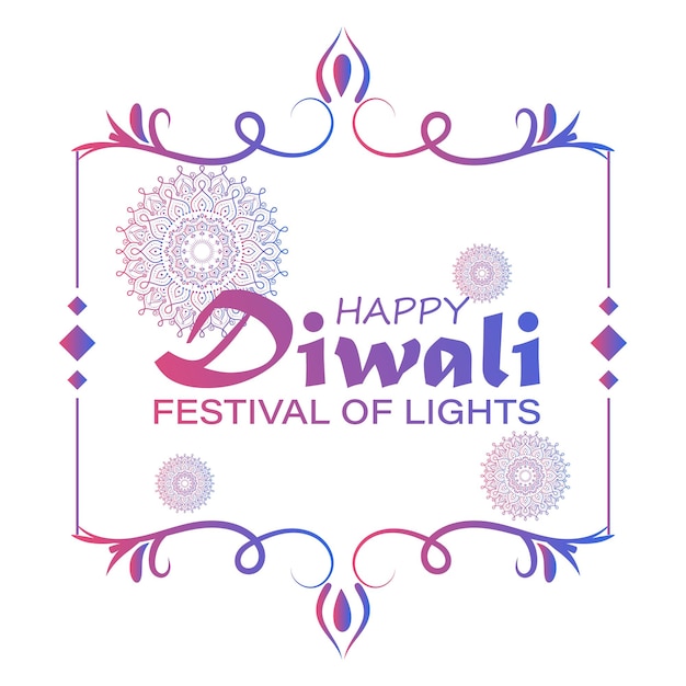 Gelukkig Diwali-festival van licht Indiase Rangoli gouden lichten kleurrijke achtergrond