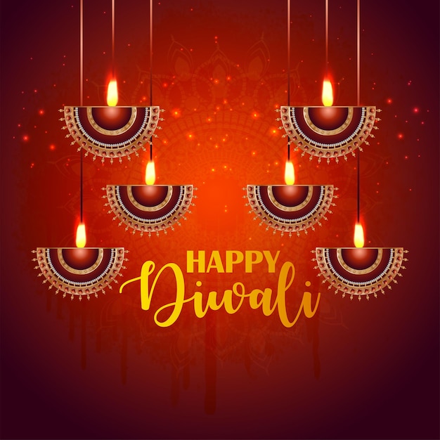 Gelukkig diwali-festival van lichte vectorillustratiebanner