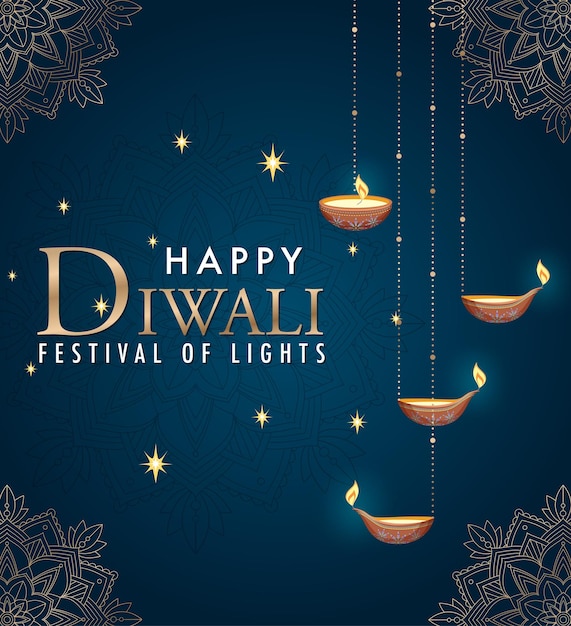 Gelukkig diwali-festival van lichtenaffiche