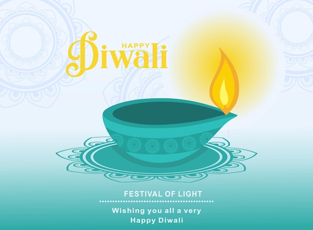 Gelukkig diwali festival viering banner en poster achtergrond