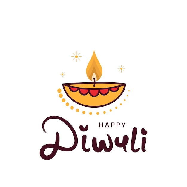 Gelukkig diwali of deepawali-tekstontwerp met diya deepak vectorillustratie